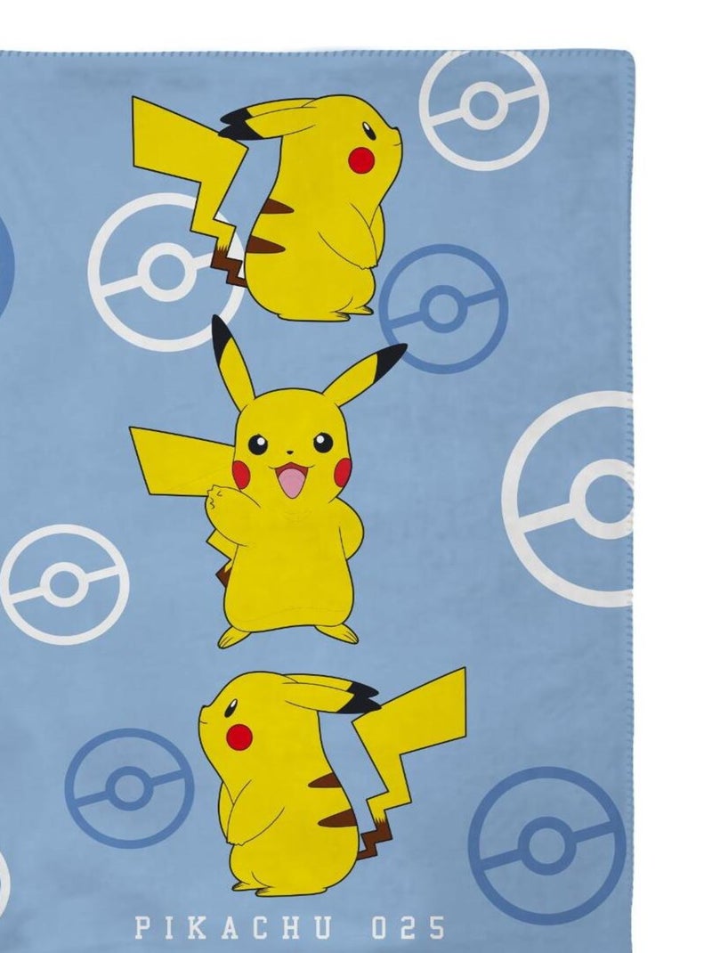 POKEMON - Plaid Pokémon Pikachu 110x130 cm - 100% Polyester - Bleu Bleu - Kiabi