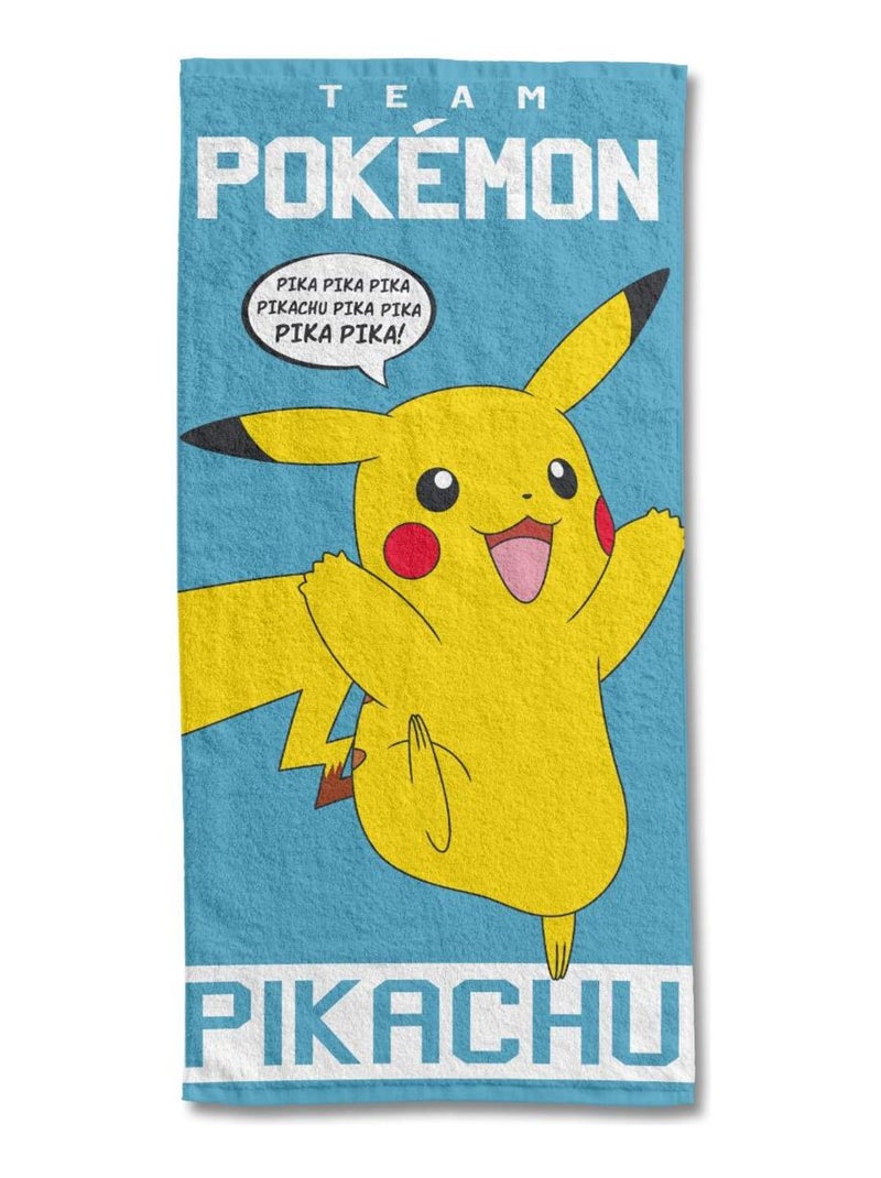 POKEMON - Serviette De Plage Pokémon Pikachu Pika 70x140 cm - 100% Coton - 300 GSM - Bleu Bleu - Kiabi