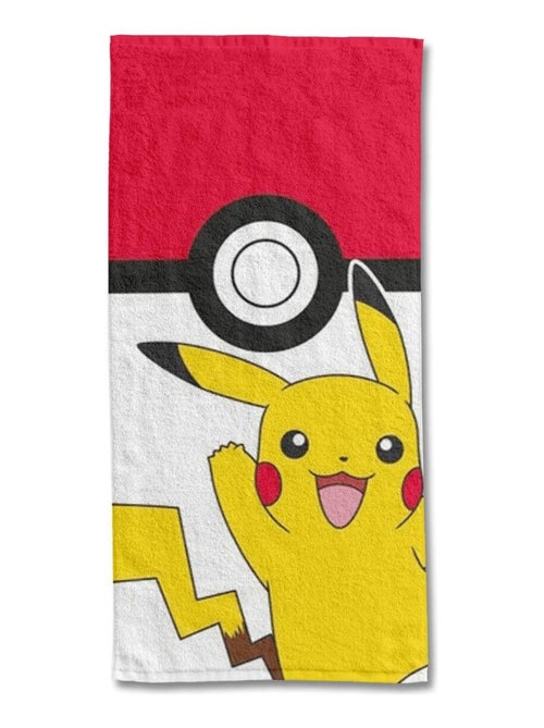POKEMON - Serviette De Plage Pokémon Pikachu Pokéball 70x140 cm - 100% Coton - 300 GSM - Rouge - Kiabi