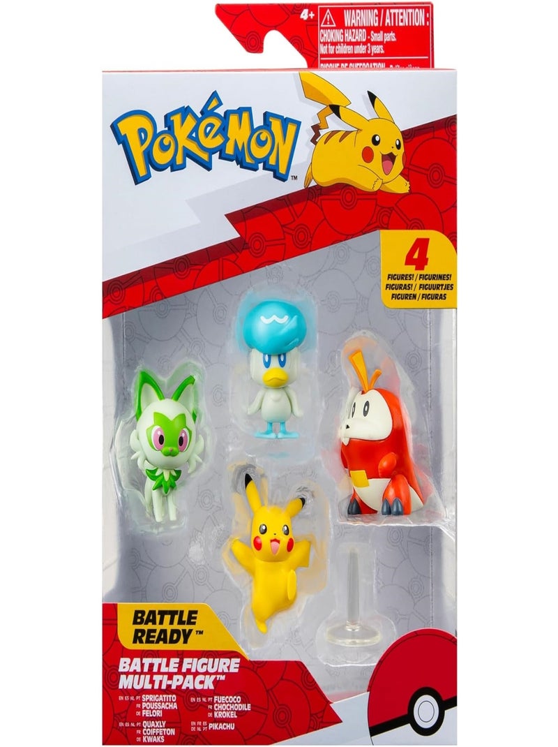 Pokémon - Set de 4 figurines de bataille - Pikachu, Crokel, Kwaks, Felori Multicolore - Kiabi