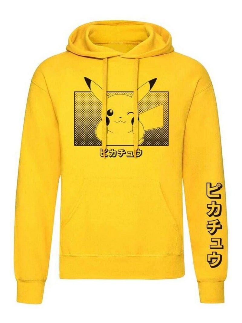 Pokemon - Sweat à capuche KATAKANA Jaune - Kiabi
