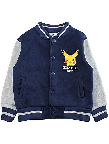 Pokemon - veste teddy boutonnée imprimée, col rond et manches longues