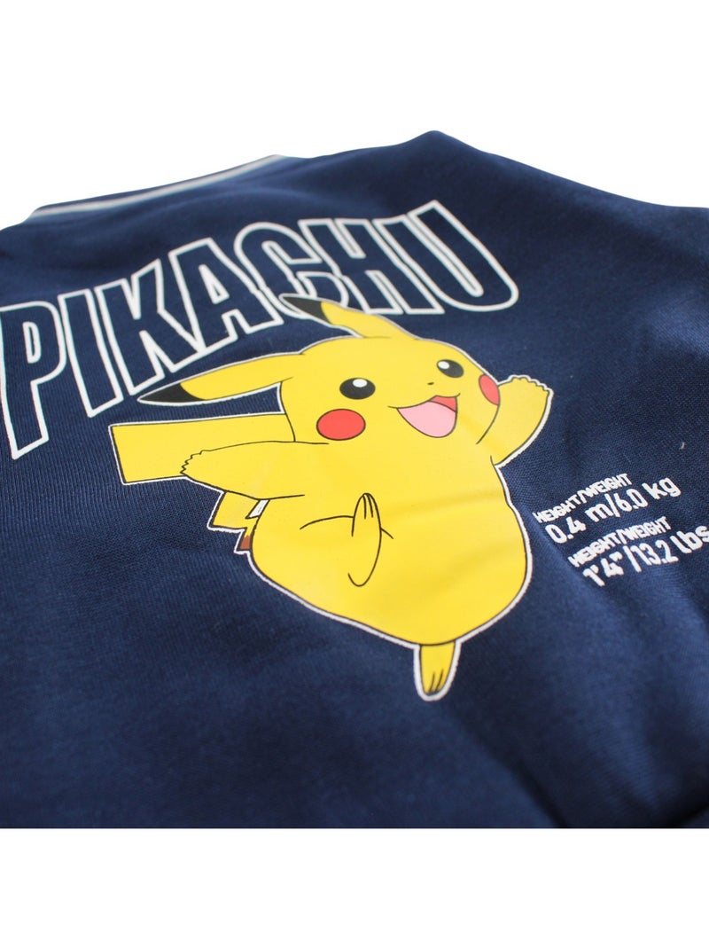 Pokemon - veste teddy boutonnée imprimée, col rond et manches longues Bleu marine - Kiabi