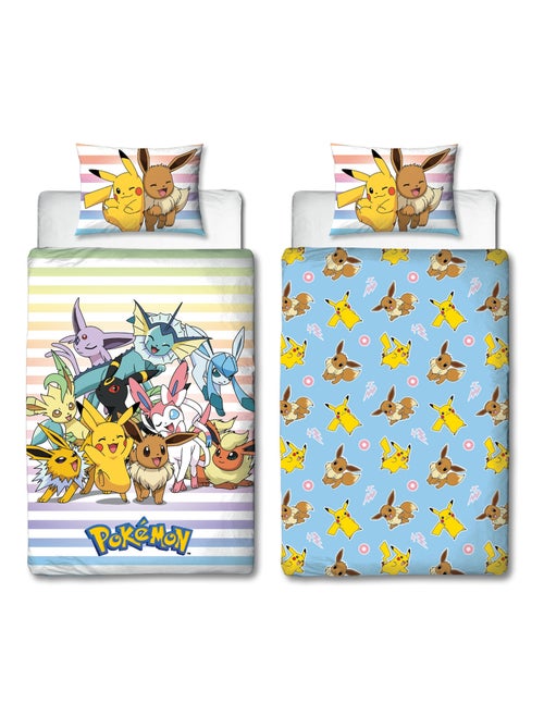 Pokémon, Parure de Lit Enfant Imprimée Réversible, PIKACHU ET EVOLI - Kiabi