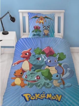 Pokémon, Parure de Lit Enfant Imprimée Réversible, PIKACHU ET STARTER