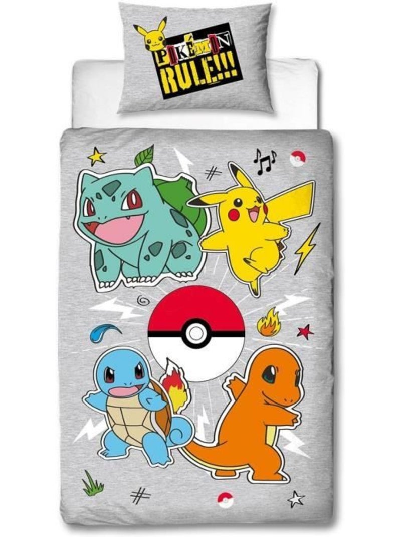 Pokémon, Parure de Lit Enfant Imprimée Réversible, PIKACHU EVOLUTION Bleu - Kiabi