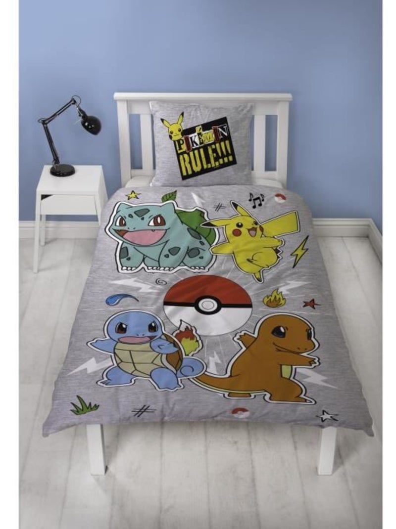 Pokémon, Parure de Lit Enfant Imprimée Réversible, PIKACHU EVOLUTION Bleu - Kiabi