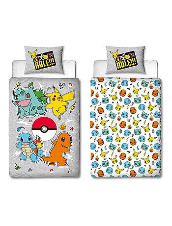 Pokémon, Parure de Lit Enfant Imprimée Réversible, PIKACHU EVOLUTION