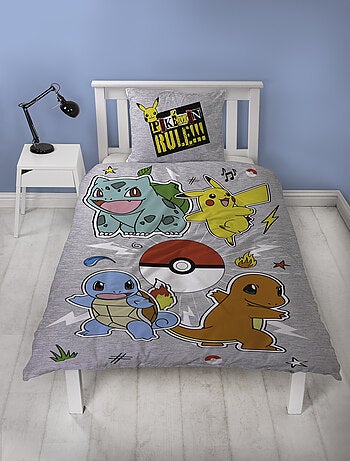 Pokémon, Parure de Lit Enfant Imprimée Réversible, PIKACHU EVOLUTION
