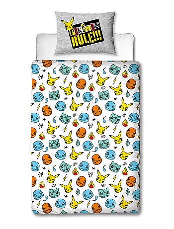 Pokémon, Parure de Lit Enfant Imprimée Réversible, PIKACHU EVOLUTION
