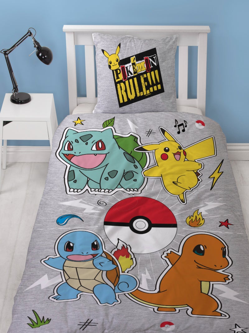 Pokémon, Parure de Lit Enfant Imprimée Réversible, PIKACHU EVOLUTION Gris - Kiabi
