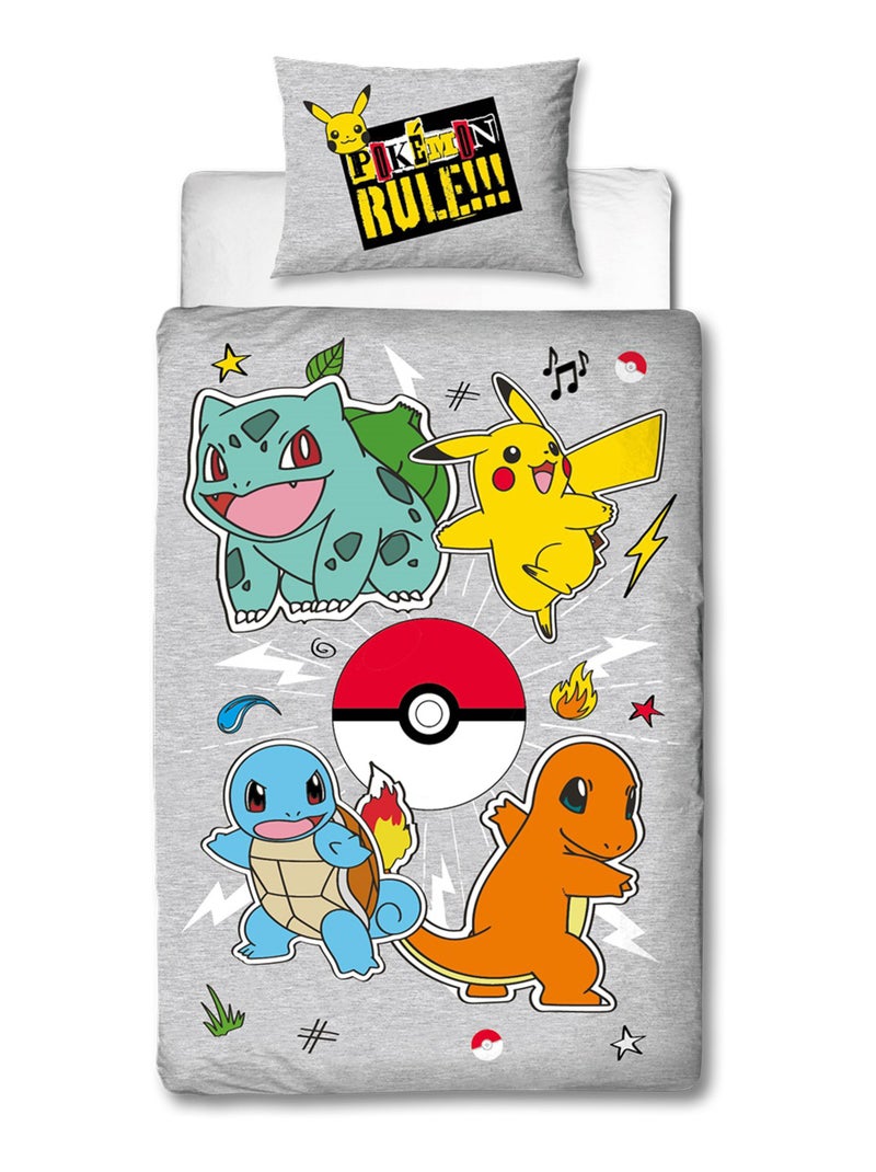 Pokémon, Parure de Lit Enfant Imprimée Réversible, PIKACHU EVOLUTION Gris - Kiabi