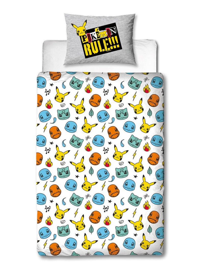 Pokémon, Parure de Lit Enfant Imprimée Réversible, PIKACHU EVOLUTION Gris - Kiabi