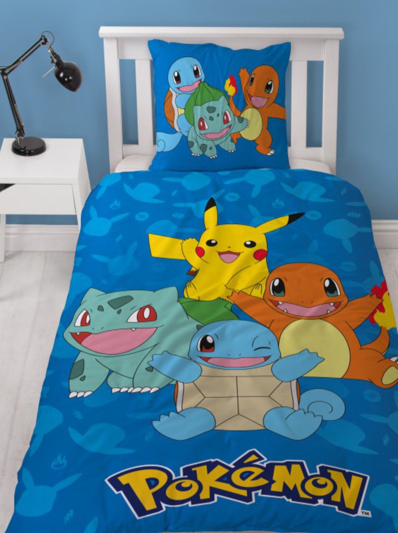 Pokémon, Parure de Lit Enfant Imprimée Réversible, PIKACHU STARTER Bleu - Kiabi