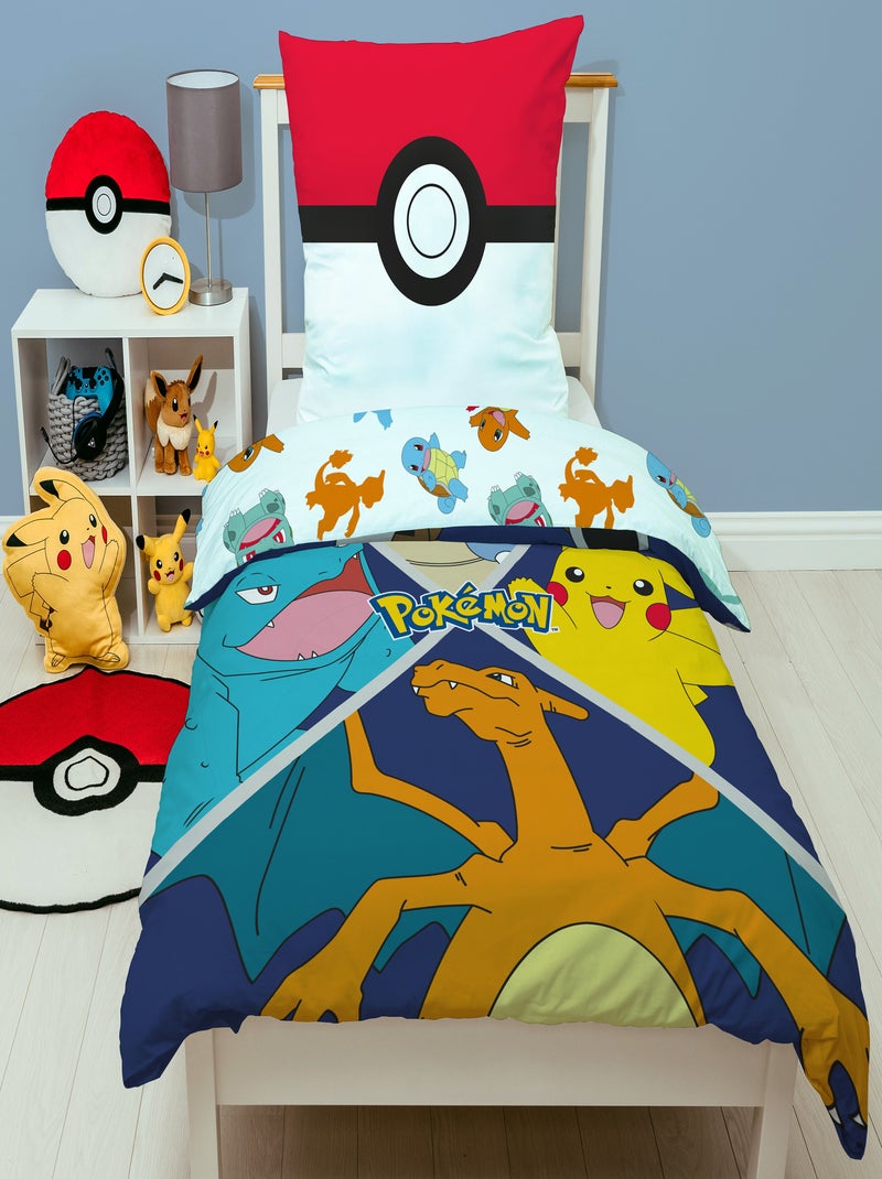 Pokémon, Parure de Lit Enfant Imprimée Réversible, PIKACHU STARTER EVOLUTION Bleu - Kiabi