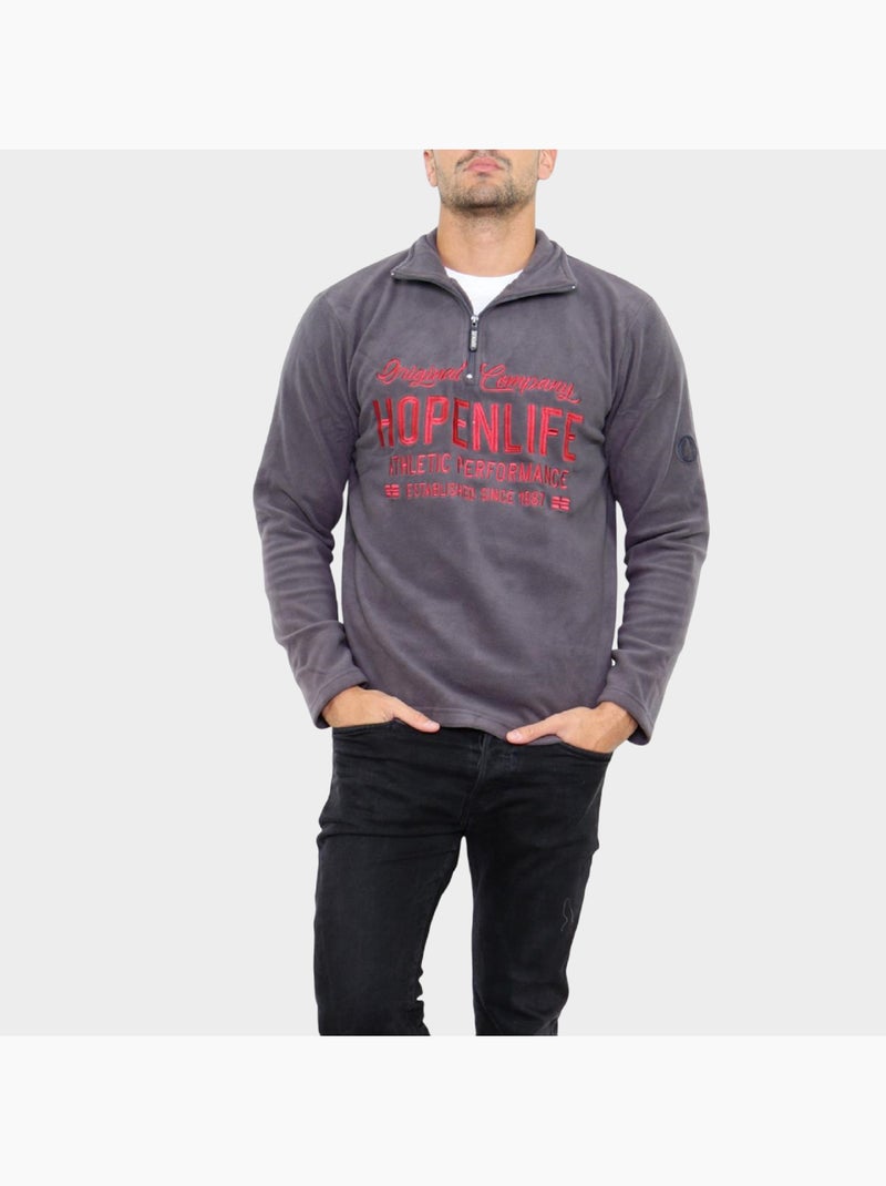 Polaire à col montant zippé Gris - Kiabi