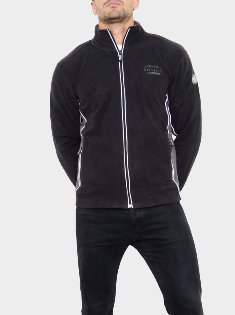 Polaire à fermeture zippée Noir - Kiabi