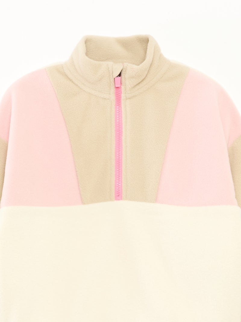 Polaire col camionneur avec liseré Beige - Kiabi