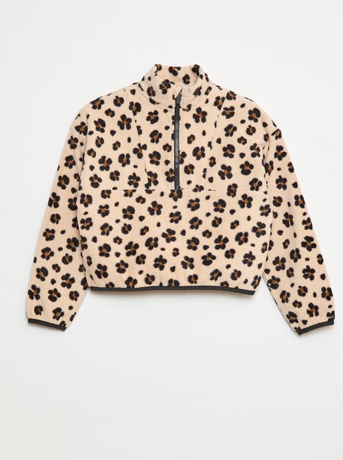 Polaire léopard col camionneur avec liseré - Kiabi