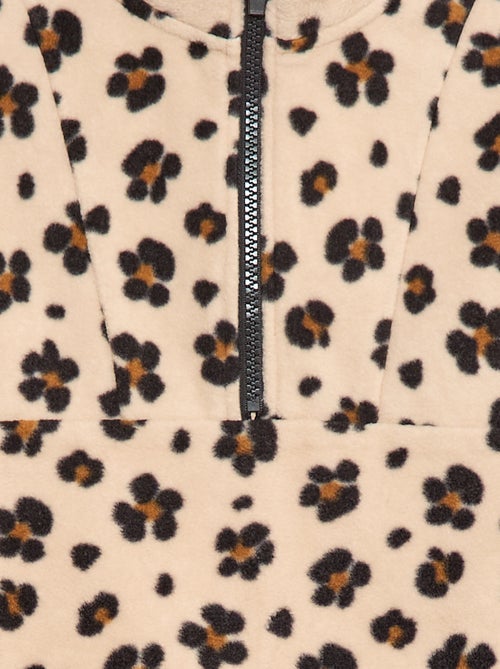 Polaire léopard col camionneur avec liseré - Kiabi
