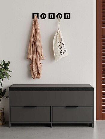 POLI Meuble à chaussures - 4 rangements - noir