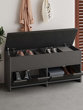 POLI Meuble à chaussures - 4 rangements - noir