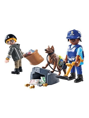 Policier chien de recherche, voleur et accessoires