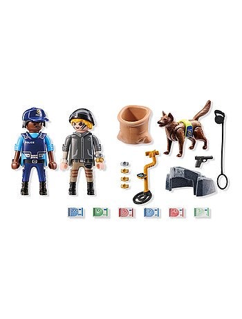 Policier chien de recherche, voleur et accessoires