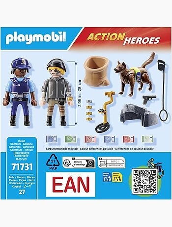 Policier chien de recherche, voleur et accessoires