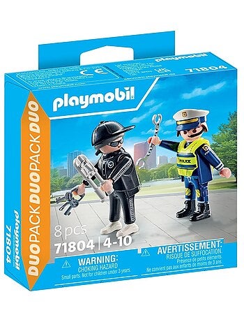 Policier et bandit avec menottes et accessoires