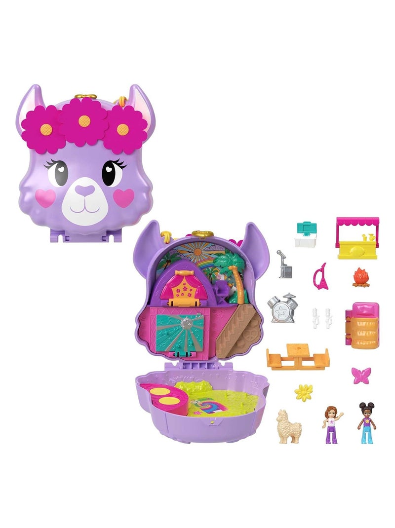 Polly Pocket - Coffret aventures du Lama avec 2 mini-figurines et 13 accessoires N/A - Kiabi