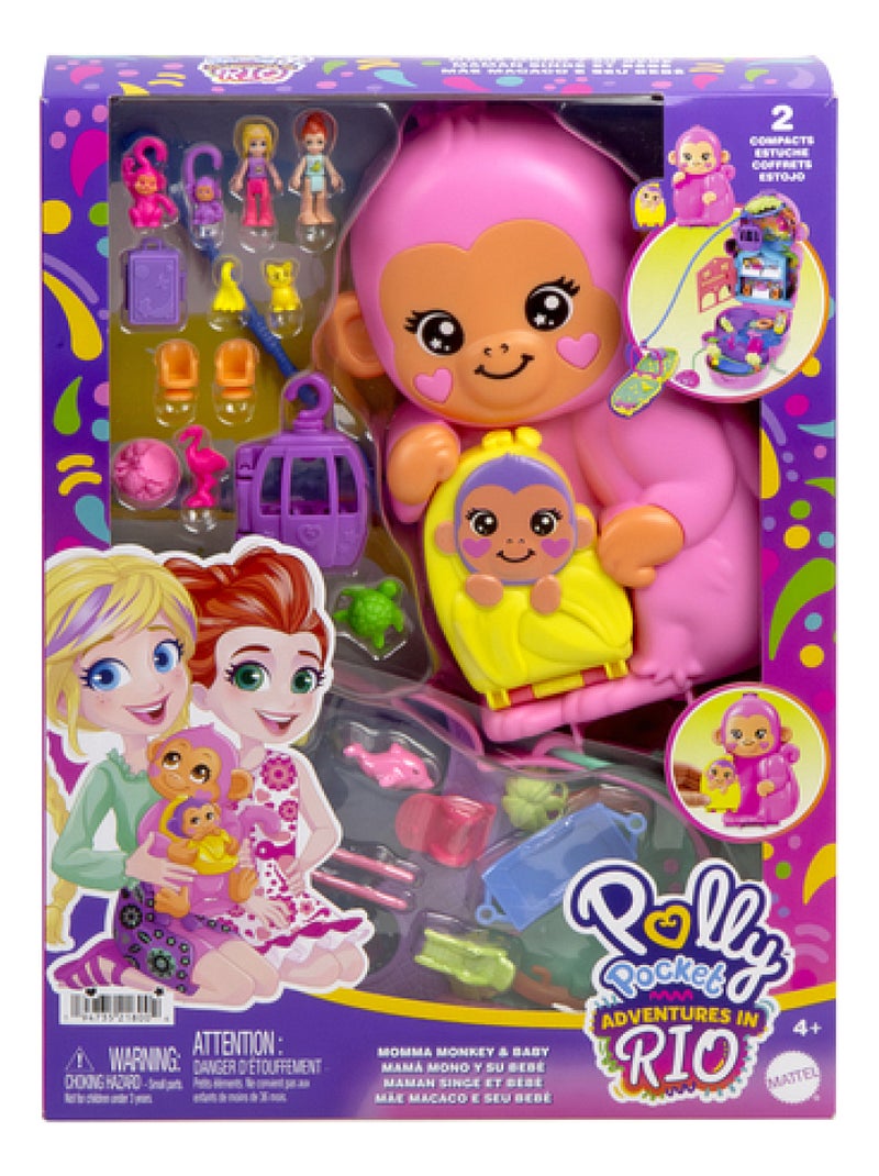 Polly Pocket Coffret Maman Singe et Son Bébé Jaune - Kiabi