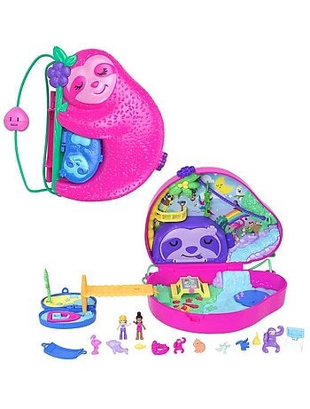 Polly Pocket-La Famille des Paresseux-Coffret 2 en 1, jouet de voyage HRD40