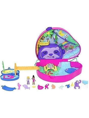 Polly Pocket-La Famille des Paresseux-Coffret 2 en 1, jouet de voyage HRD40