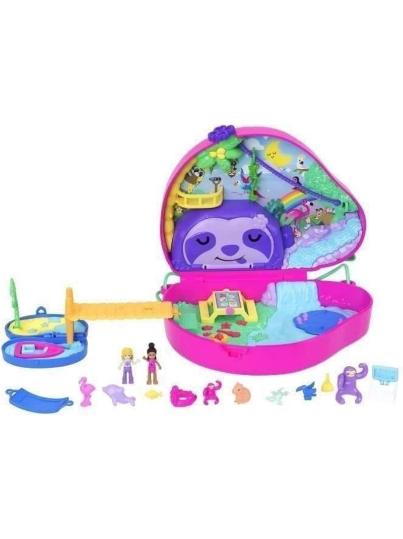 Polly Pocket-La Famille des Paresseux-Coffret 2 en 1, jouet de voyage HRD40 Rose - Kiabi