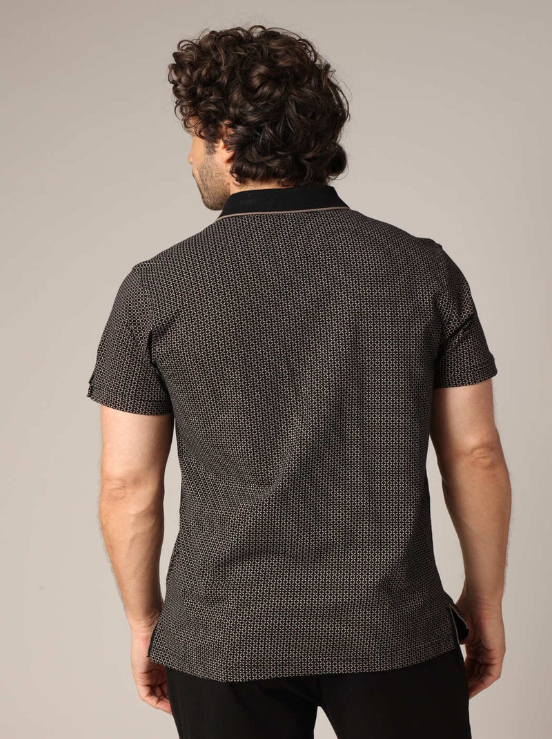 Polo 100% coton avec un motif géométrique raffiné 'Deeluxe' Noir - Kiabi