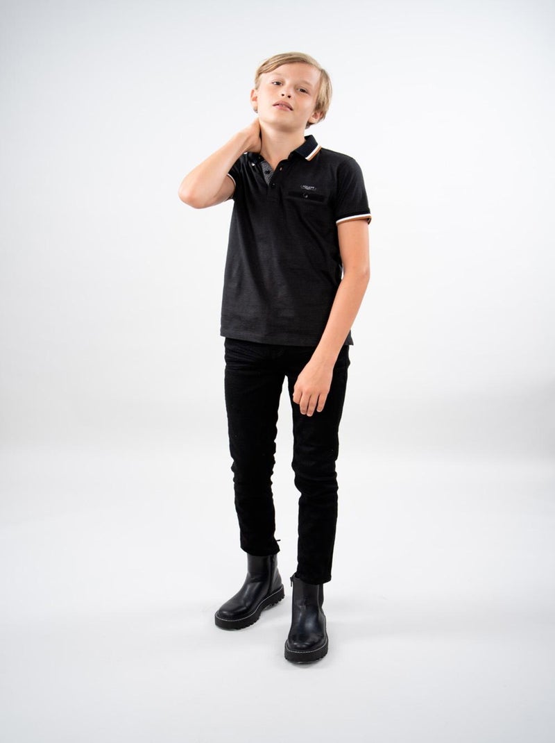 Polo à bords contrasté 'Deeluxe' Noir - Kiabi