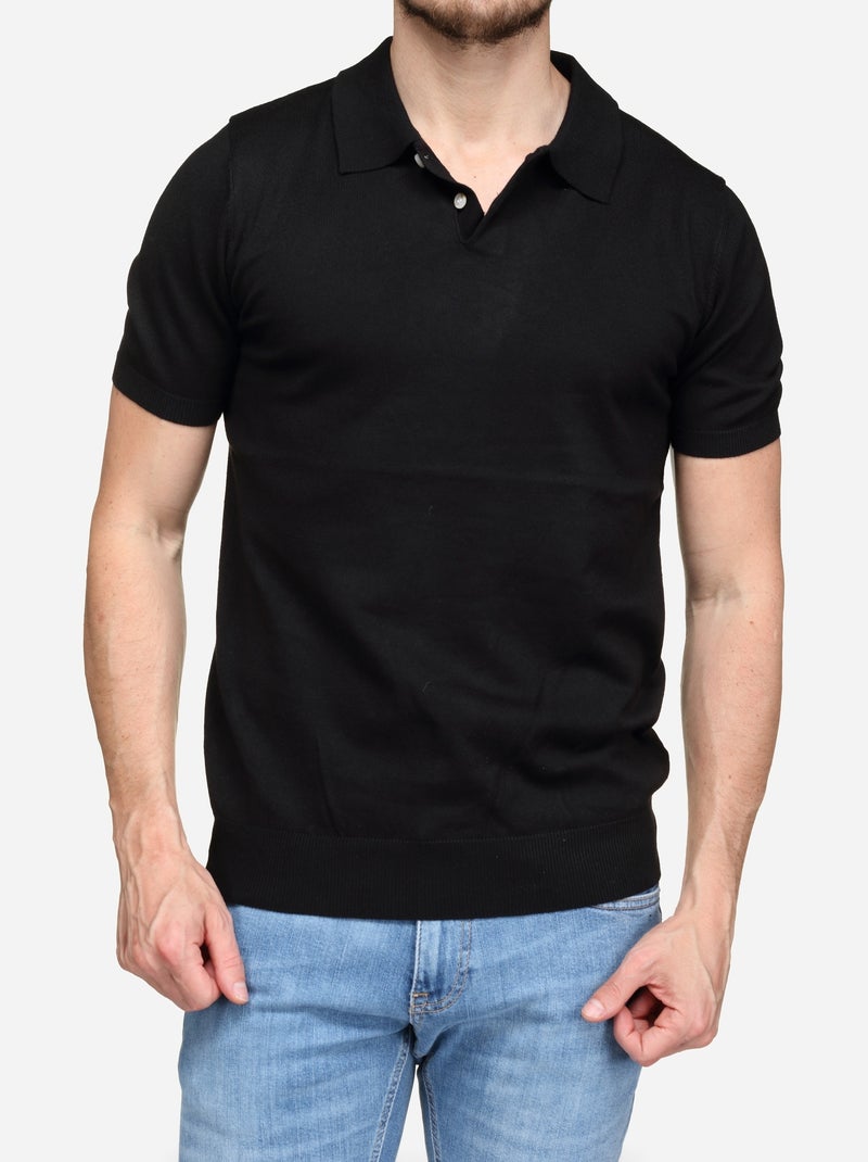 Polo à bouton Noir - Kiabi
