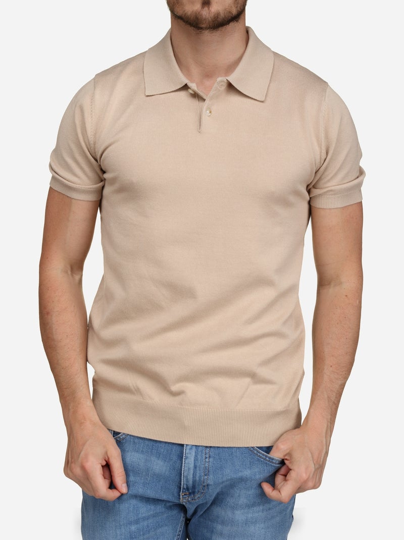 Polo à bouton Orange clair - Kiabi