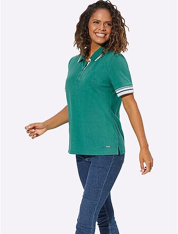 Polo en coton doux à col contrasté et manches courtes - Taille standard - Witt