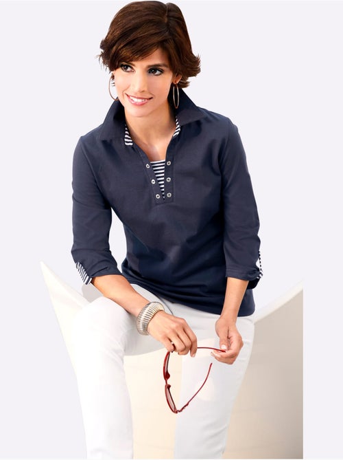Polo à col boutonné et rayures visibles sur encolure - taille standard - witt - Kiabi