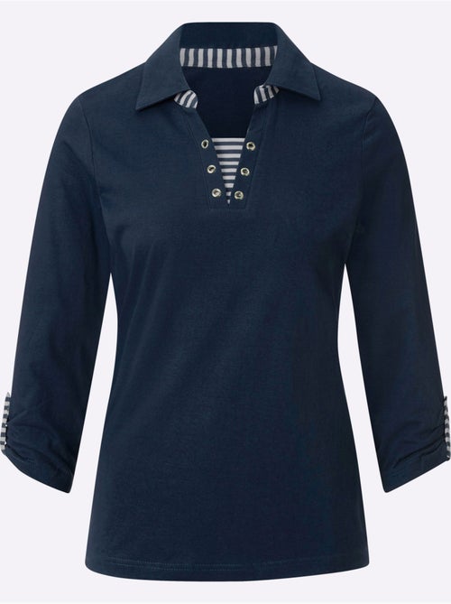 Polo à col boutonné et rayures visibles sur encolure - taille standard - witt - Kiabi