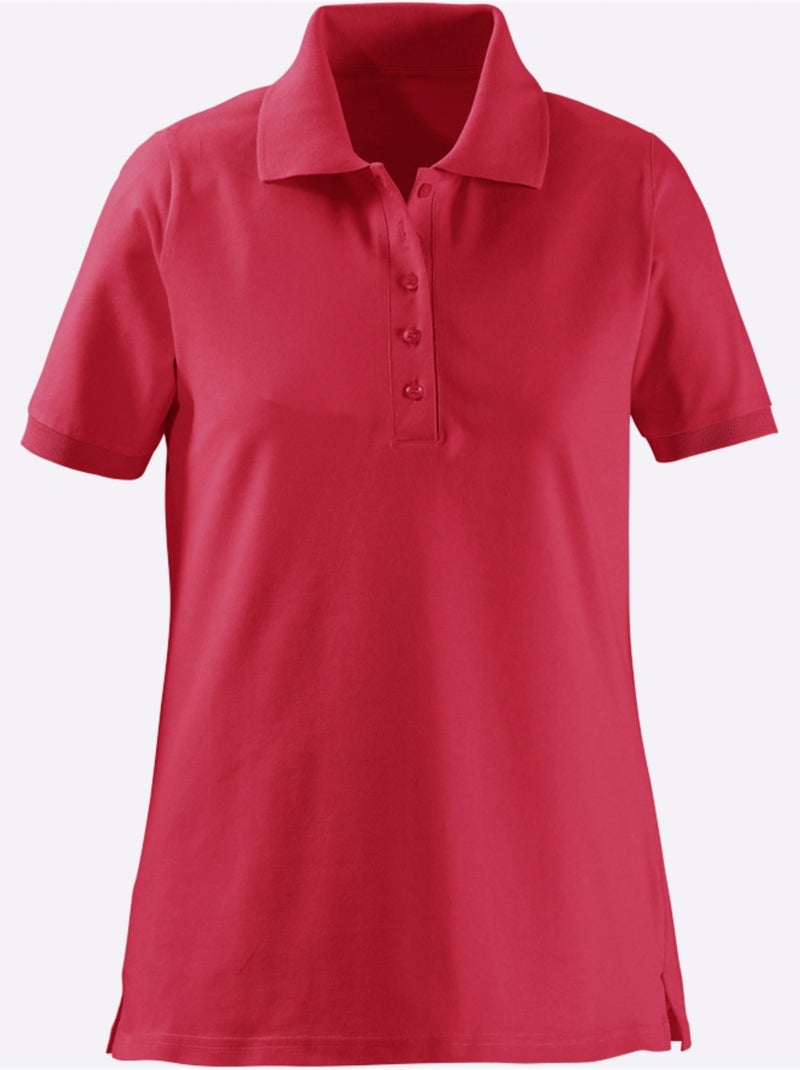 Polo à col classique avec manches courtes en coton piqué - Taille standard - Witt Rouge cerise - Kiabi