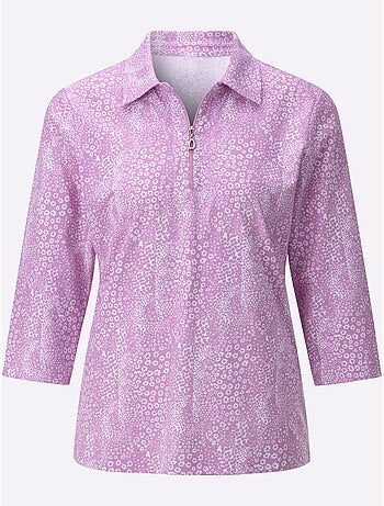 Polo à col classique avec petites pierres brillantes et manches 3/4 - Taille standard - Witt