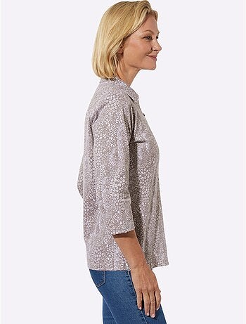 Polo à col classique avec petites pierres brillantes et manches 3/4 - taille standard - witt
