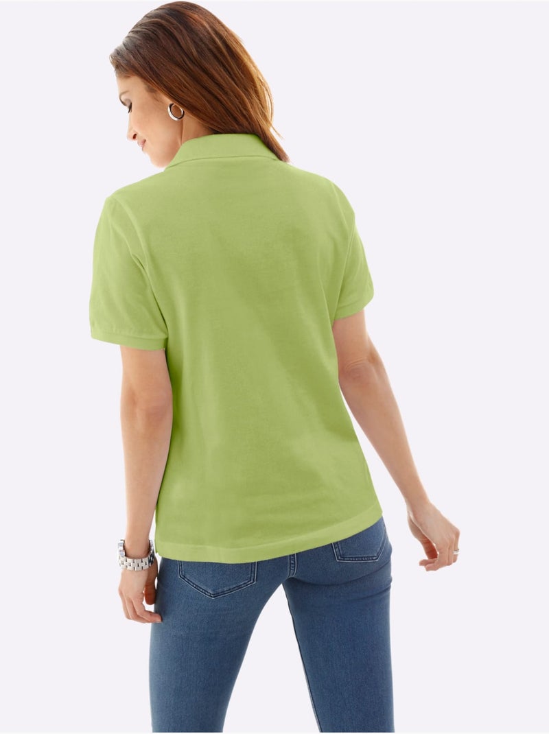 Polo à col classique en coton avec manches courtes et fentes latérales - Taille standard - Witt Vert pistache - Kiabi