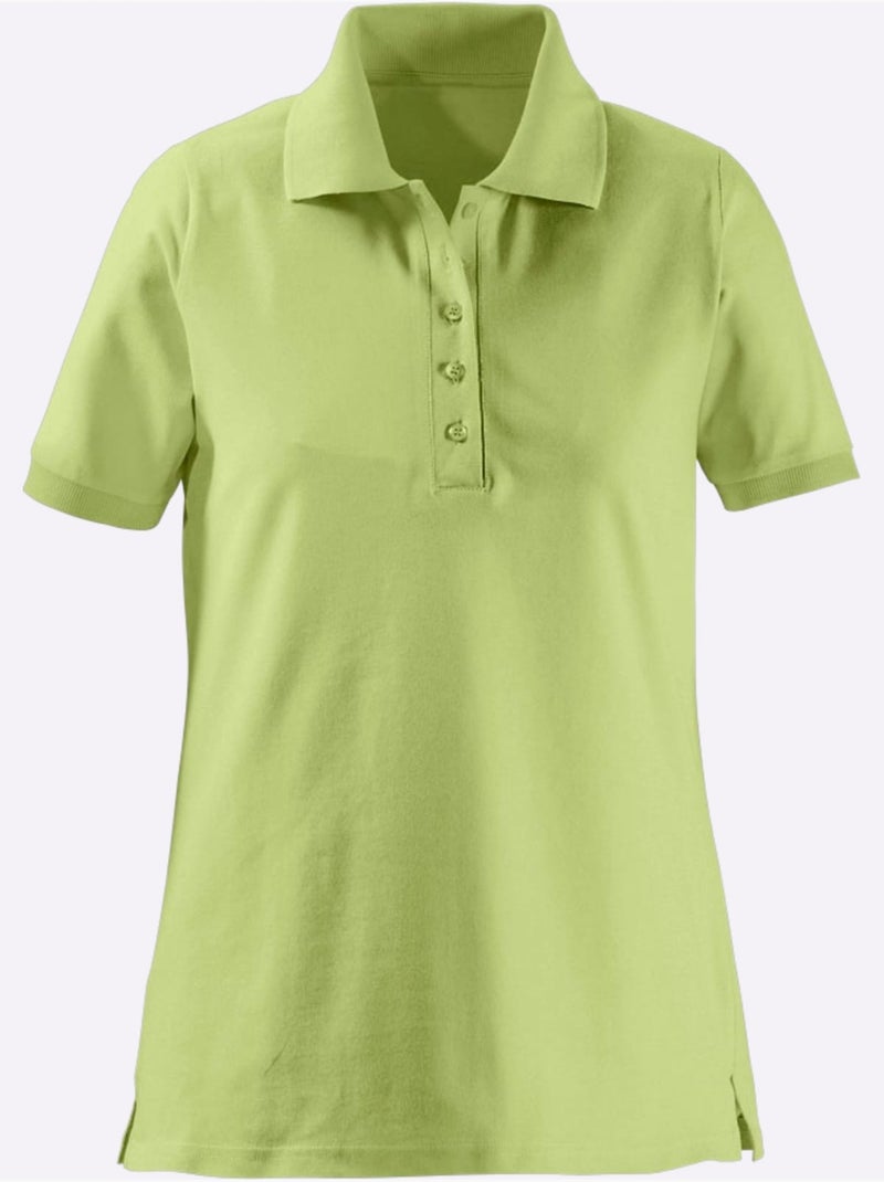 Polo à col classique en coton avec manches courtes et fentes latérales - Taille standard - Witt Vert pistache - Kiabi