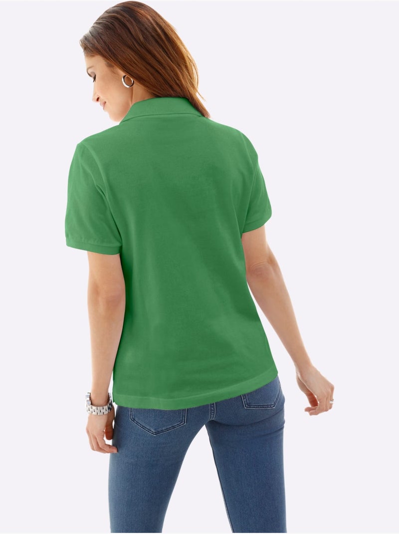 Polo à col classique en piqué avec manches courtes et fentes latérales - Taille standard - Witt Vert - Kiabi