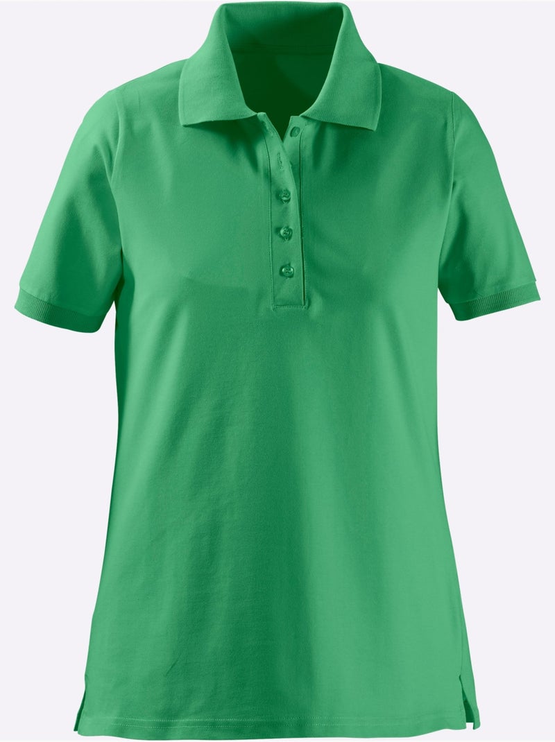 Polo à col classique en piqué avec manches courtes et fentes latérales - Taille standard - Witt Vert - Kiabi
