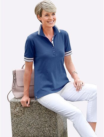 Polo en coton doux à col contrasté et manches courtes - Taille standard - Witt